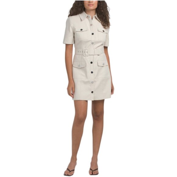 TOCCIN Lydia Short Sleeve Snap Front Mini Dress - Picture 1 of 3